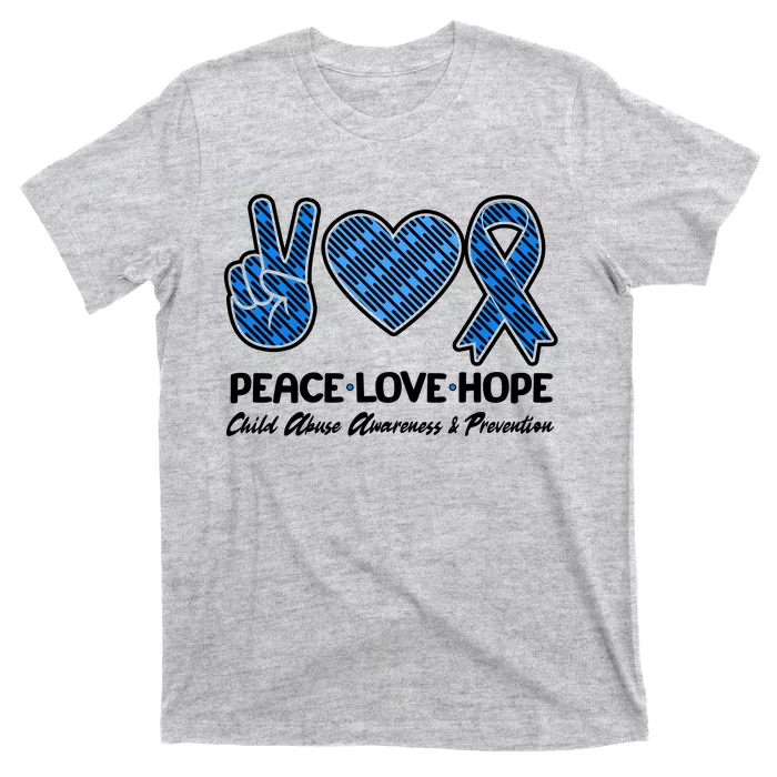 Peace Love Hope Child Abuse Awareness and Prevention T-Shirt