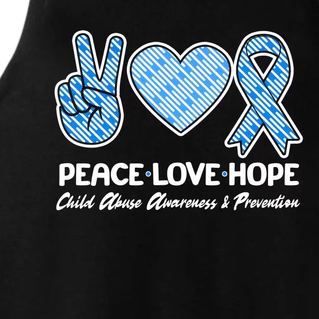 Peace Love Hope Child Abuse Awareness and Prevention Ladies Tri-Blend Wicking Tank