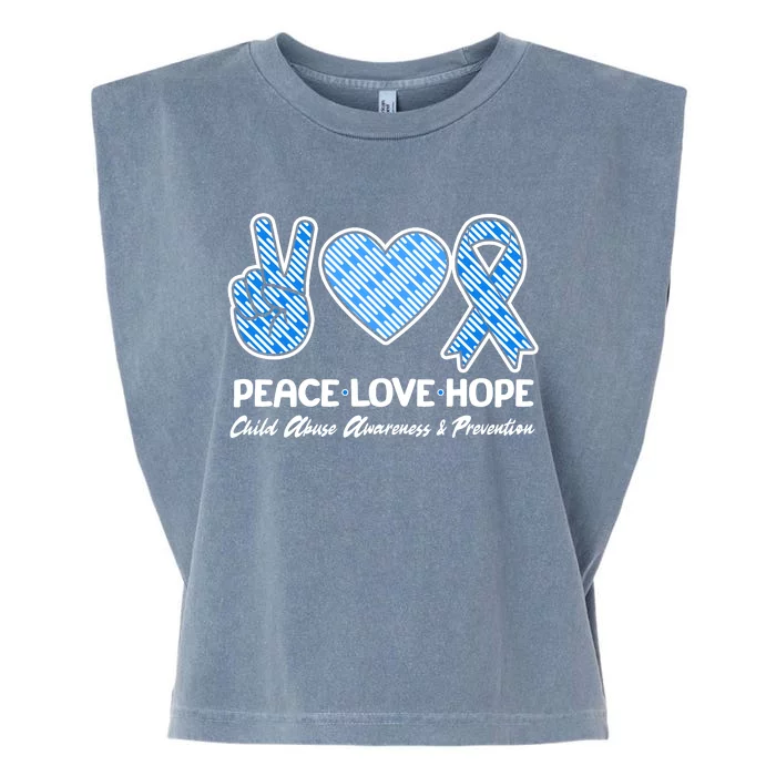 Peace Love Hope Child Abuse Awareness and Prevention Garment-Dyed Women's Muscle Tee