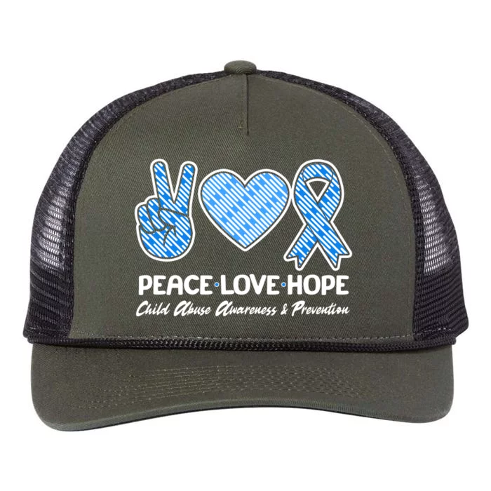 Peace Love Hope Child Abuse Awareness and Prevention Retro Rope Trucker Hat Cap