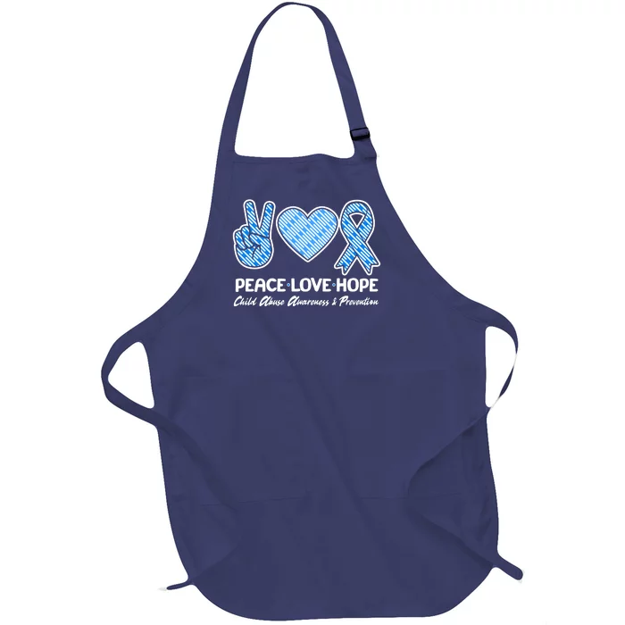 Peace Love Hope Child Abuse Awareness and Prevention Full-Length Apron With Pocket