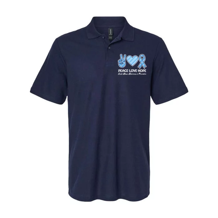 Peace Love Hope Child Abuse Awareness and Prevention Softstyle Adult Sport Polo