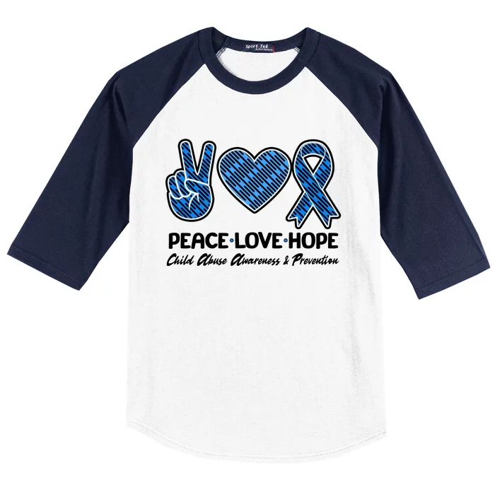 Peace Love Hope Child Abuse Awareness and Prevention Baseball Sleeve Shirt