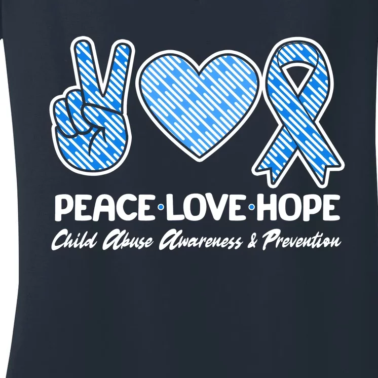 Peace Love Hope Child Abuse Awareness and Prevention Women's V-Neck T-Shirt