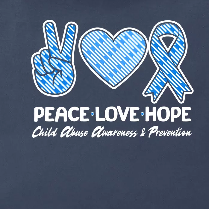 Peace Love Hope Child Abuse Awareness and Prevention Zip Tote Bag