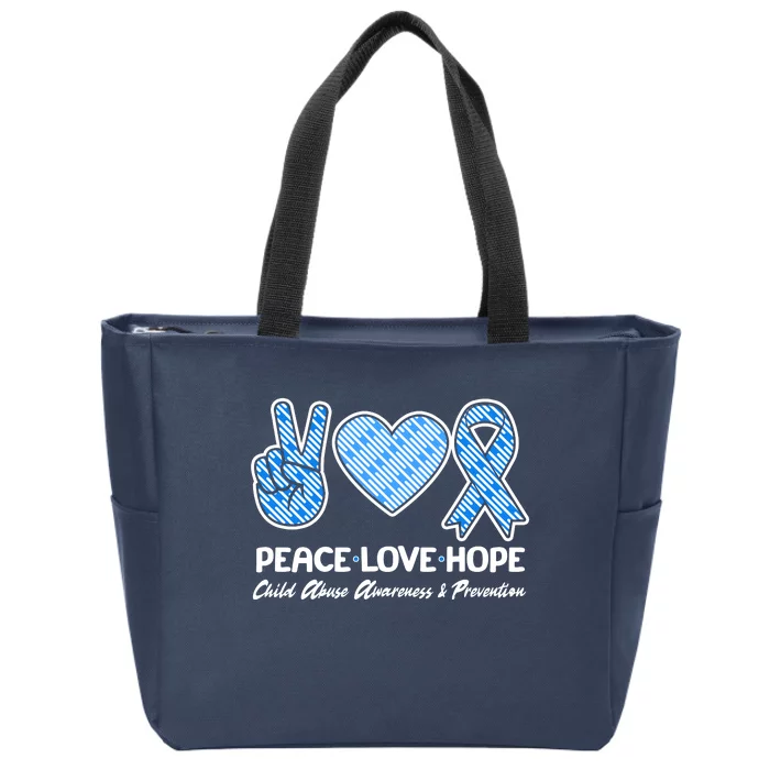 Peace Love Hope Child Abuse Awareness and Prevention Zip Tote Bag