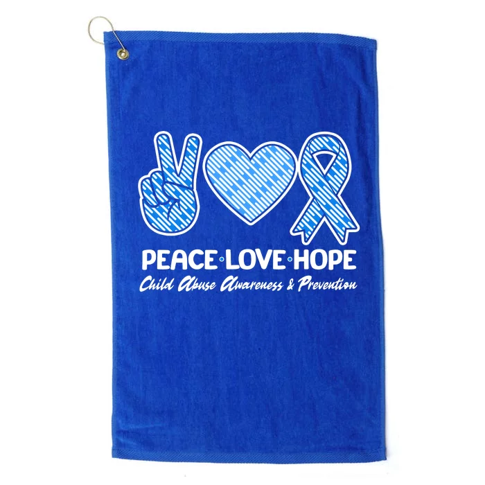 Peace Love Hope Child Abuse Awareness and Prevention Platinum Collection Golf Towel