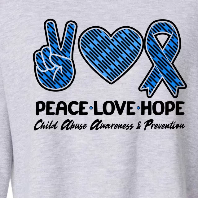 Peace Love Hope Child Abuse Awareness and Prevention Cropped Pullover Crew