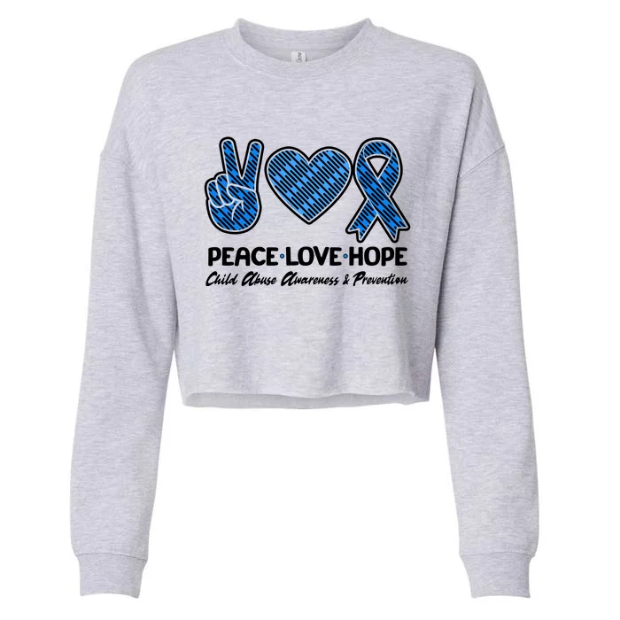 Peace Love Hope Child Abuse Awareness and Prevention Cropped Pullover Crew