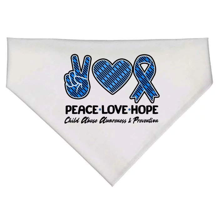 Peace Love Hope Child Abuse Awareness and Prevention USA-Made Doggie Bandana