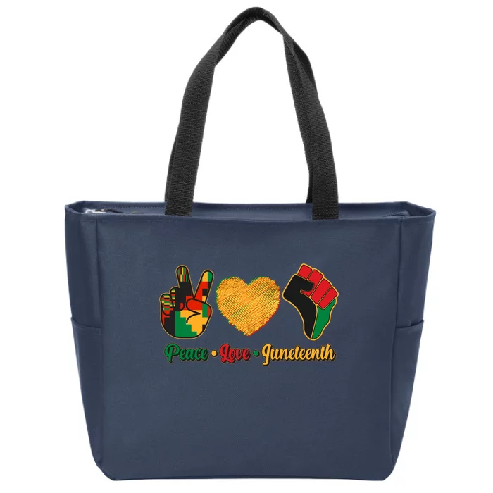 Peace Love Juneteenth June 19 1865 Zip Tote Bag