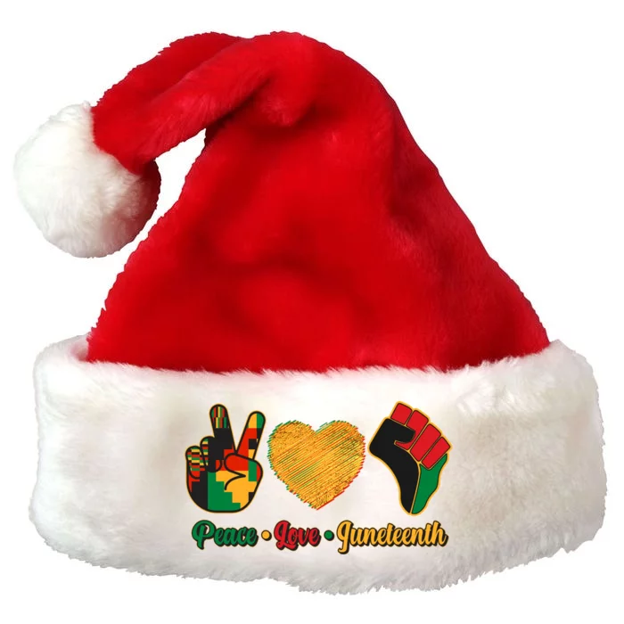 Peace Love Juneteenth June 19 1865 Premium Christmas Santa Hat