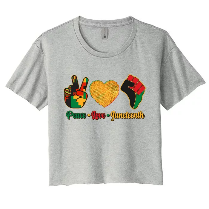 Peace Love Juneteenth June 19 1865 Women's Crop Top Tee