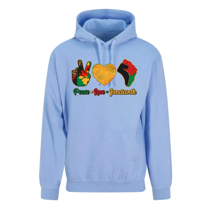 Peace Love Juneteenth June 19 1865 Unisex Surf Hoodie