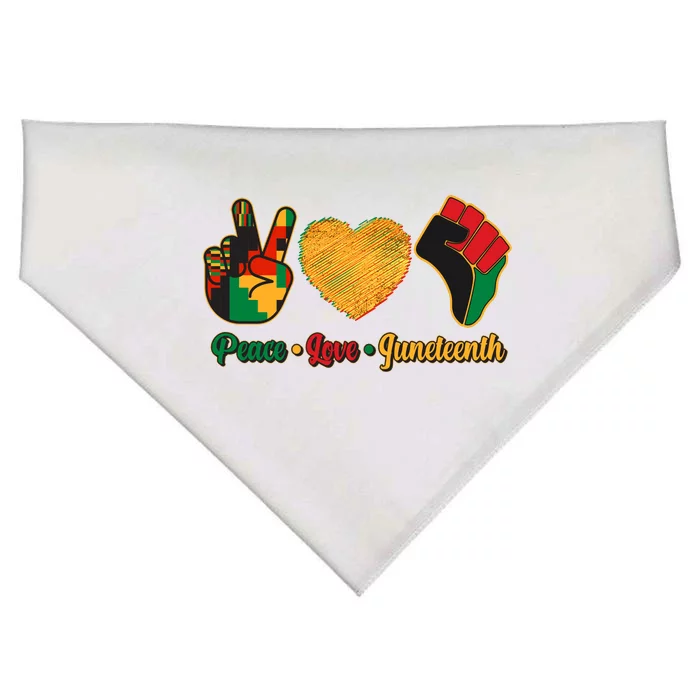 Peace Love Juneteenth June 19 1865 USA-Made Doggie Bandana