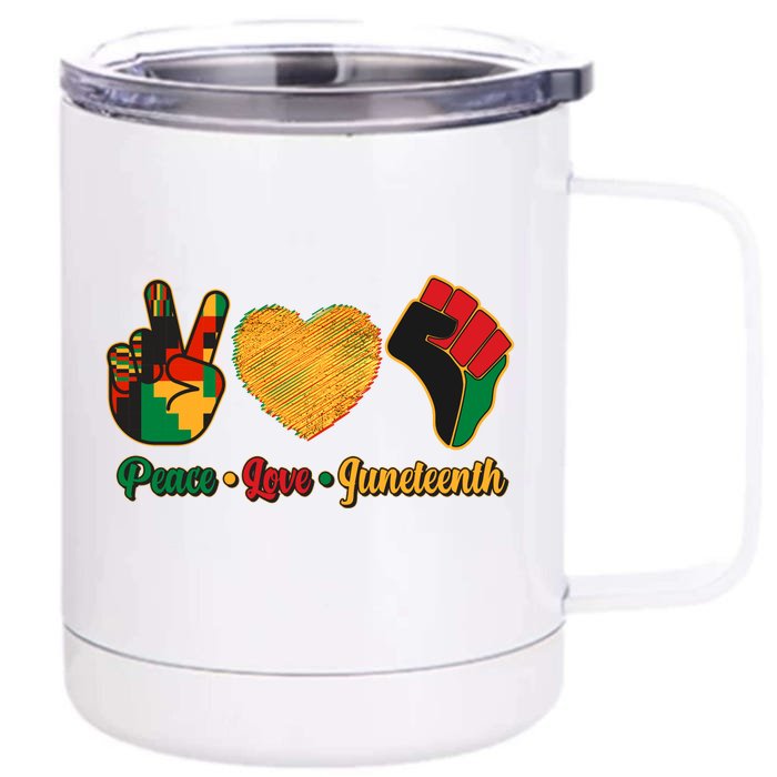 Peace Love Juneteenth June 19 1865 Front & Back 12oz Stainless Steel Tumbler Cup