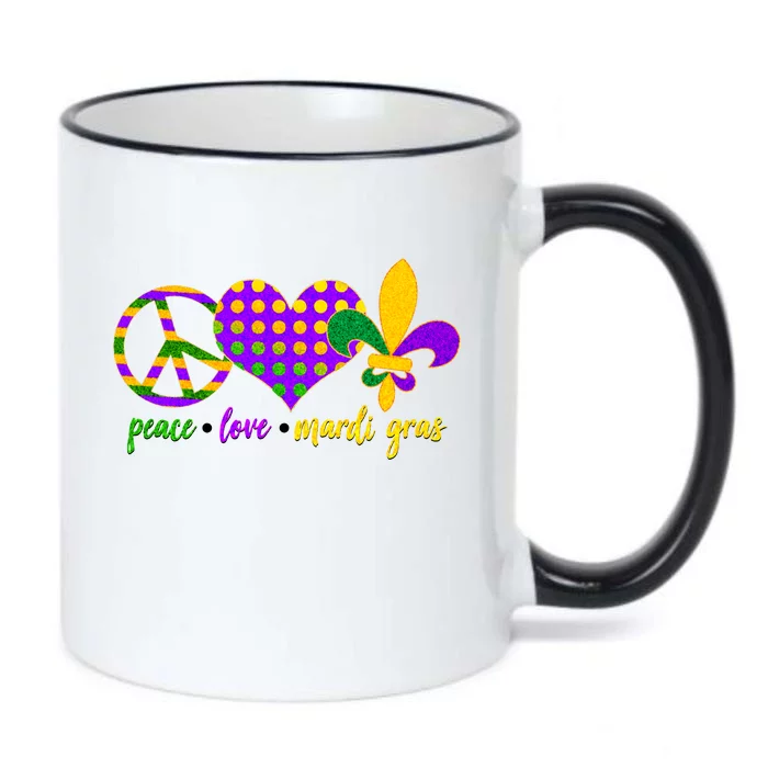 Peace Love Mardi Gras Black Color Changing Mug