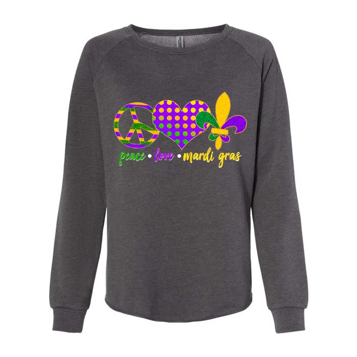 Peace Love Mardi Gras Womens California Wash Sweatshirt