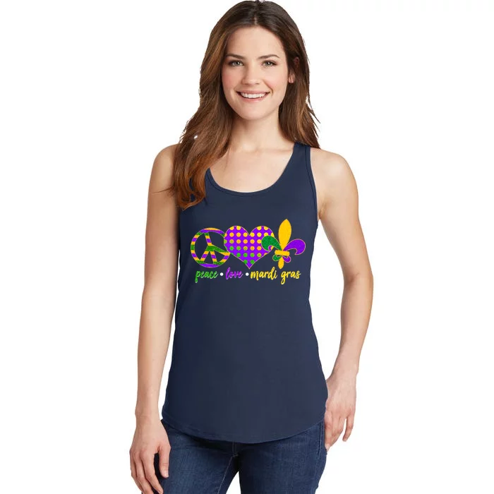 Peace Love Mardi Gras Ladies Essential Tank