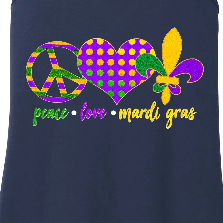 Peace Love Mardi Gras Ladies Essential Tank