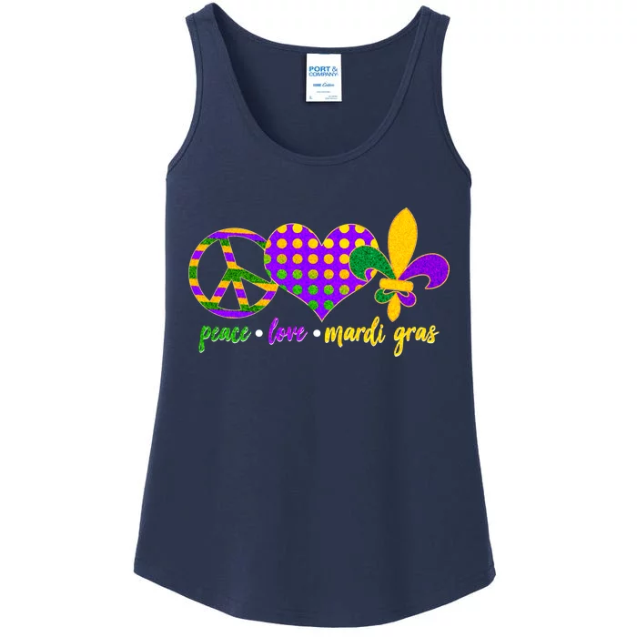 Peace Love Mardi Gras Ladies Essential Tank