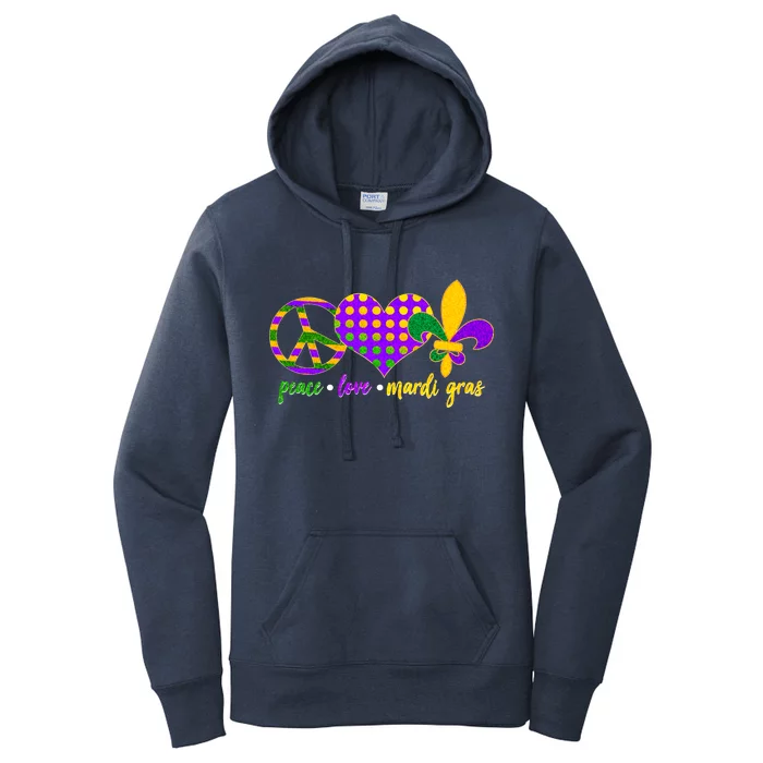 Peace Love Mardi Gras Women's Pullover Hoodie