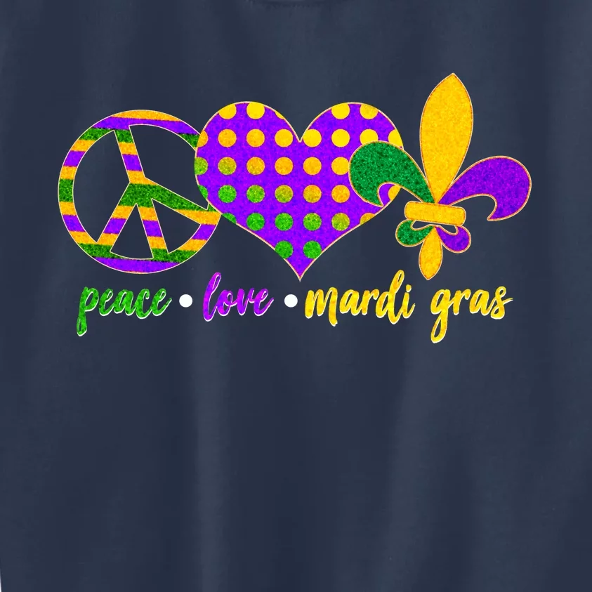 Peace Love Mardi Gras Kids Sweatshirt