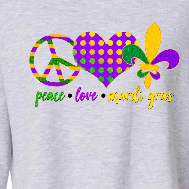 Peace Love Mardi Gras Cropped Pullover Crew