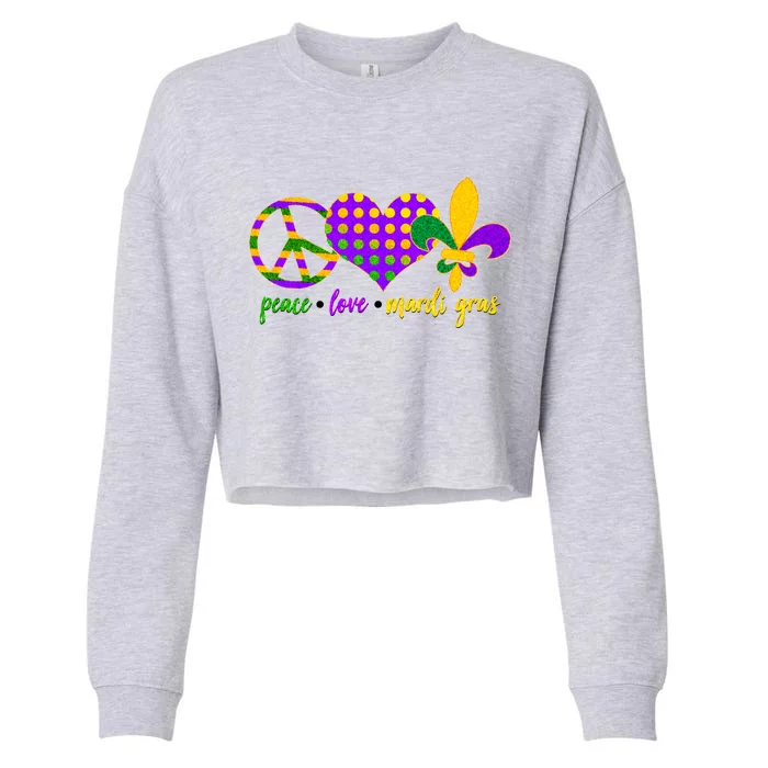 Peace Love Mardi Gras Cropped Pullover Crew