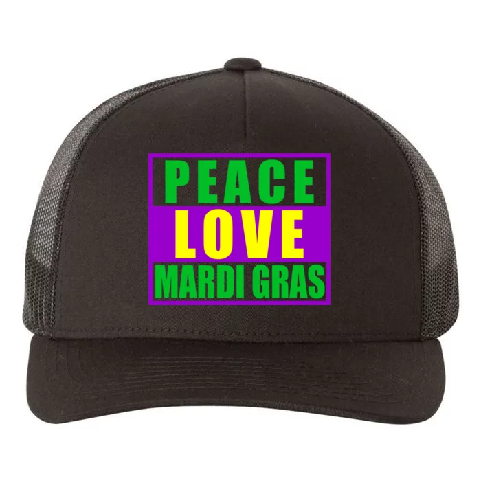 Peace Love Mardi Gras New Orleans Yupoong Adult 5-Panel Trucker Hat