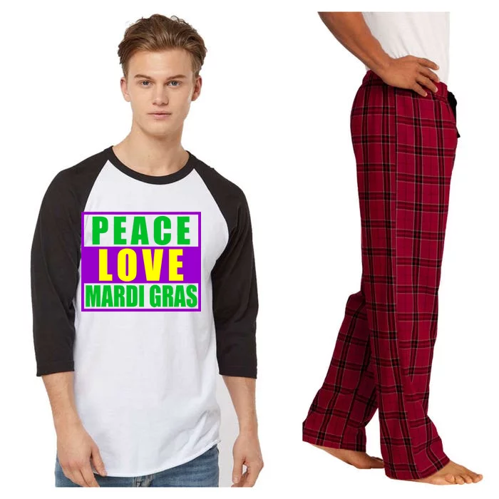 Peace Love Mardi Gras New Orleans Raglan Sleeve Pajama Set