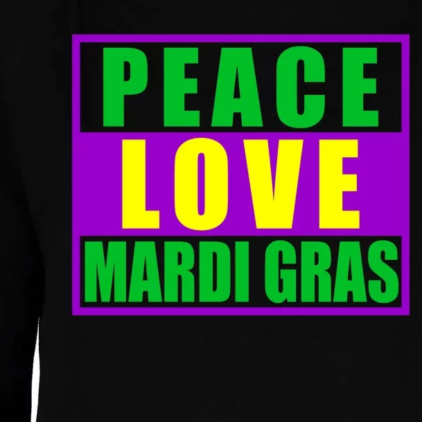 Peace Love Mardi Gras New Orleans Womens Funnel Neck Pullover Hood