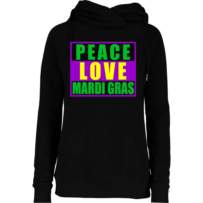 Peace Love Mardi Gras New Orleans Womens Funnel Neck Pullover Hood