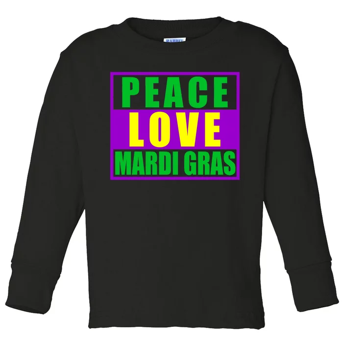 Peace Love Mardi Gras New Orleans Toddler Long Sleeve Shirt