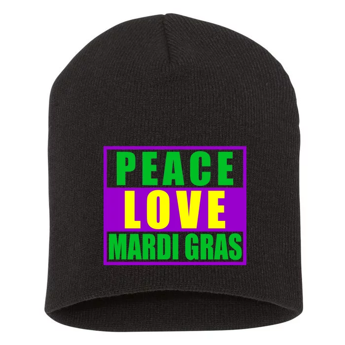 Peace Love Mardi Gras New Orleans Short Acrylic Beanie