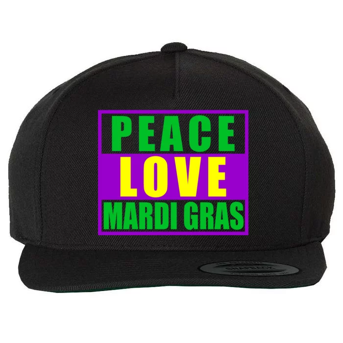 Peace Love Mardi Gras New Orleans Wool Snapback Cap