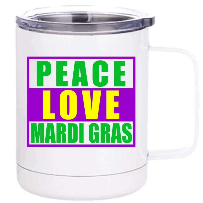 Peace Love Mardi Gras New Orleans Front & Back 12oz Stainless Steel Tumbler Cup