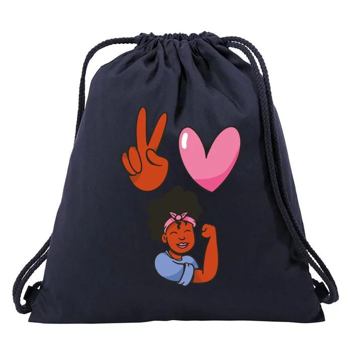 Peace Love Melanin Drawstring Bag