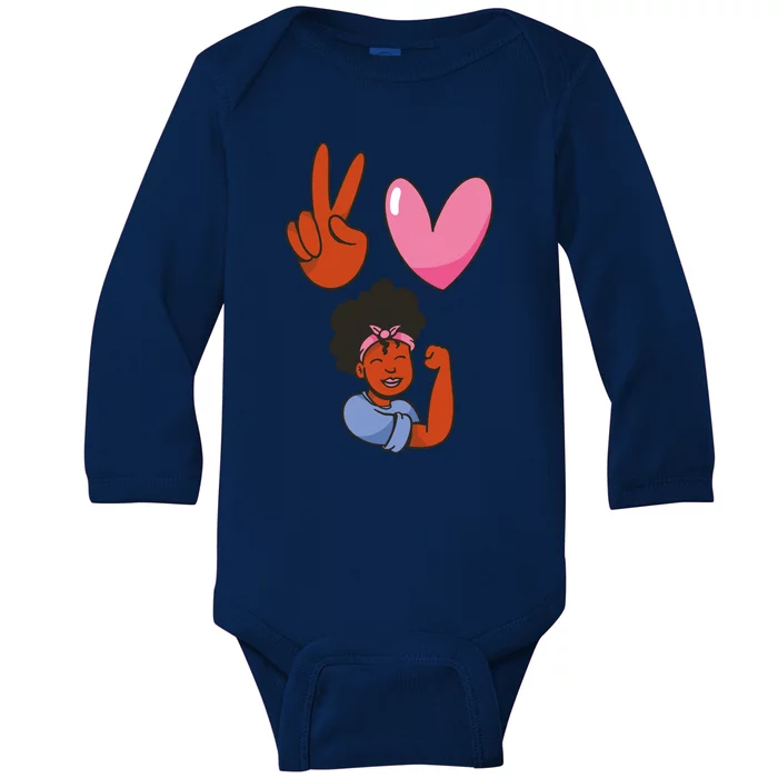 Peace Love Melanin Baby Long Sleeve Bodysuit