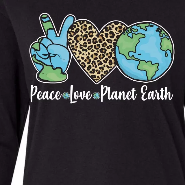 Peace Love Planet Earth Celebrate Earth Day Womens Cotton Relaxed Long Sleeve T-Shirt