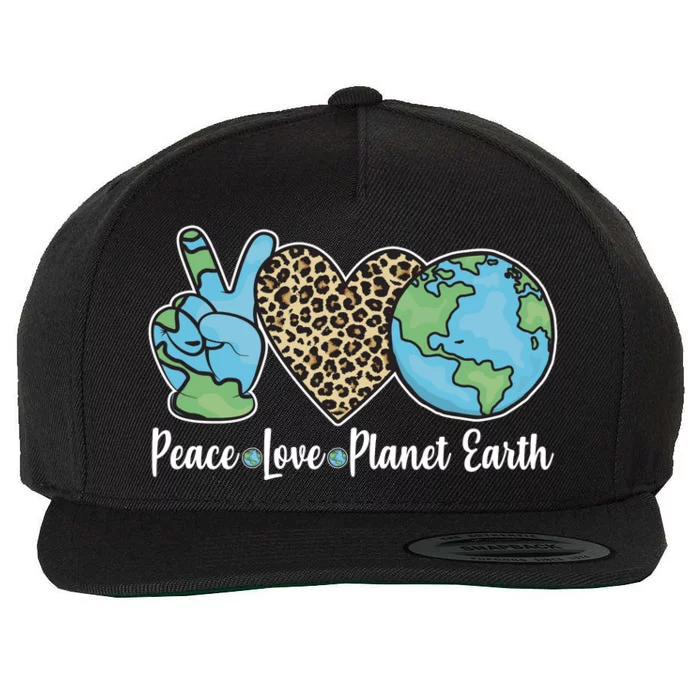 Peace Love Planet Earth Celebrate Earth Day Wool Snapback Cap