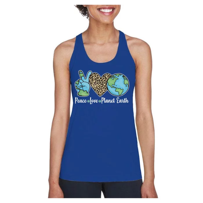 Peace Love Planet Earth Celebrate Earth Day Women's Racerback Tank