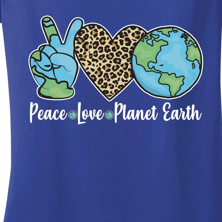 Peace Love Planet Earth Celebrate Earth Day Women's V-Neck T-Shirt