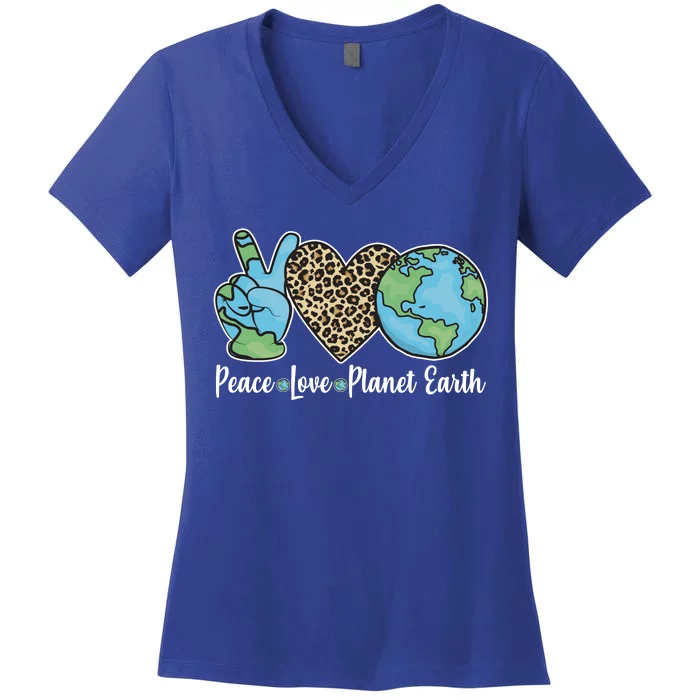 Peace Love Planet Earth Celebrate Earth Day Women's V-Neck T-Shirt