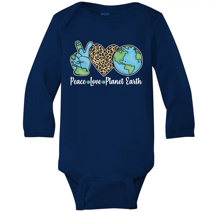 Peace Love Planet Earth Celebrate Earth Day Baby Long Sleeve Bodysuit