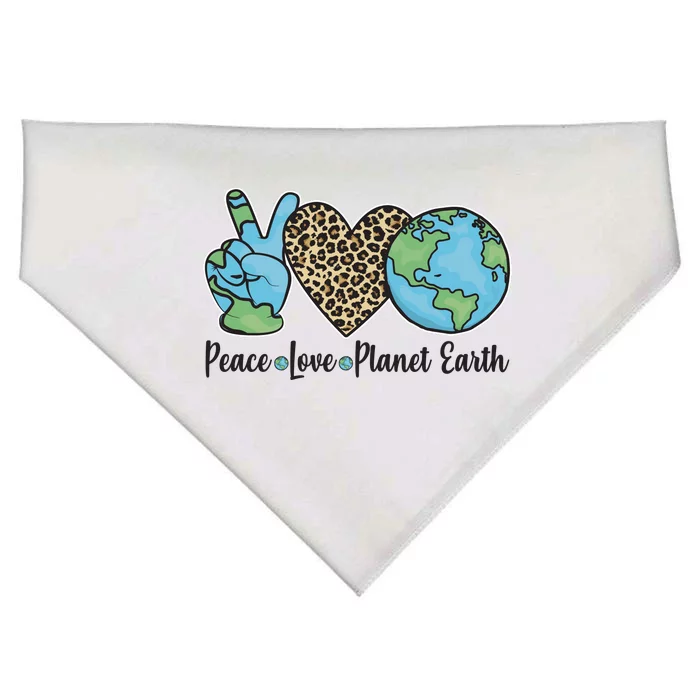 Peace Love Planet Earth Celebrate Earth Day USA-Made Doggie Bandana