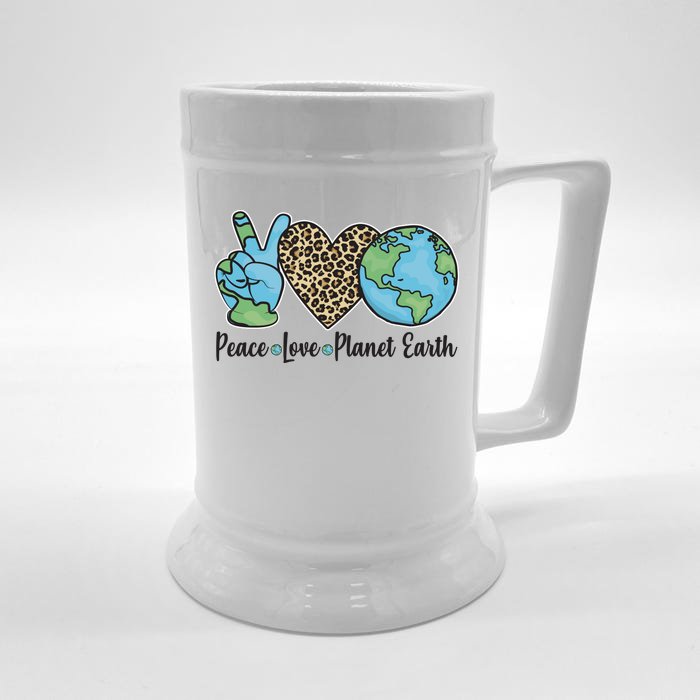 Peace Love Planet Earth Celebrate Earth Day Front & Back Beer Stein