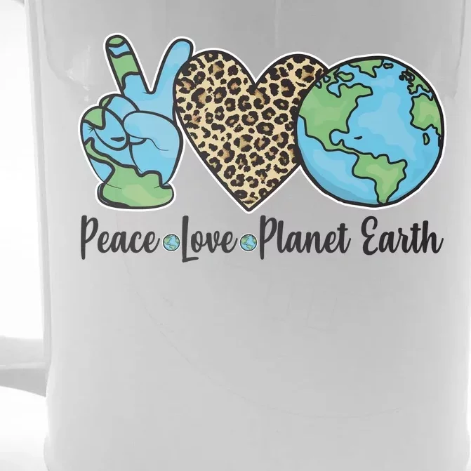 Peace Love Planet Earth Celebrate Earth Day Front & Back Beer Stein