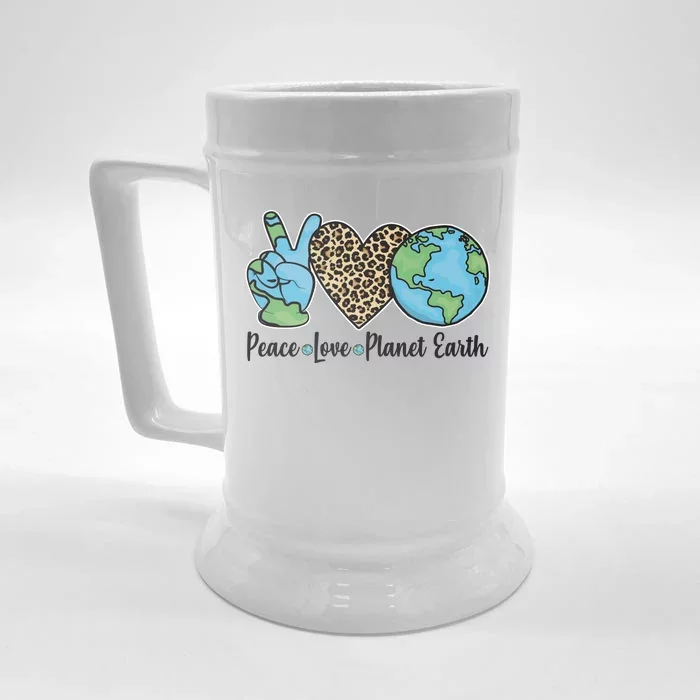 Peace Love Planet Earth Celebrate Earth Day Front & Back Beer Stein