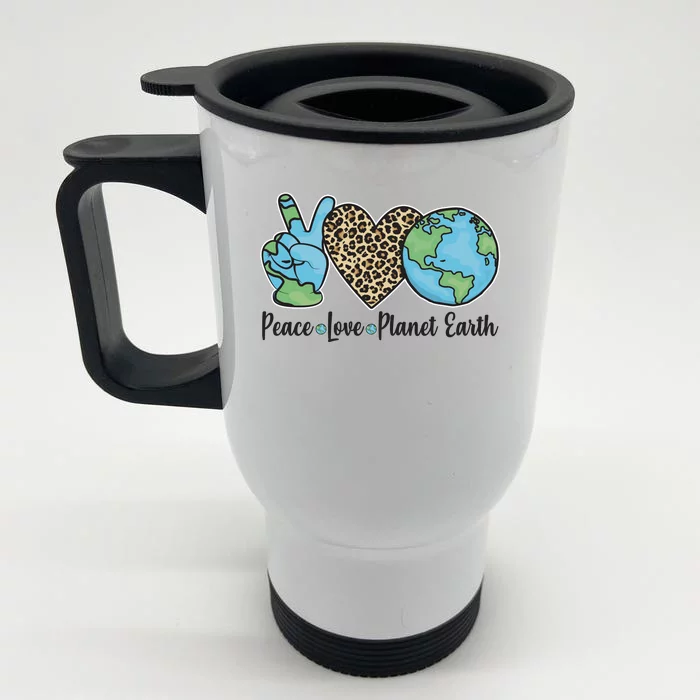 Peace Love Planet Earth Celebrate Earth Day Front & Back Stainless Steel Travel Mug